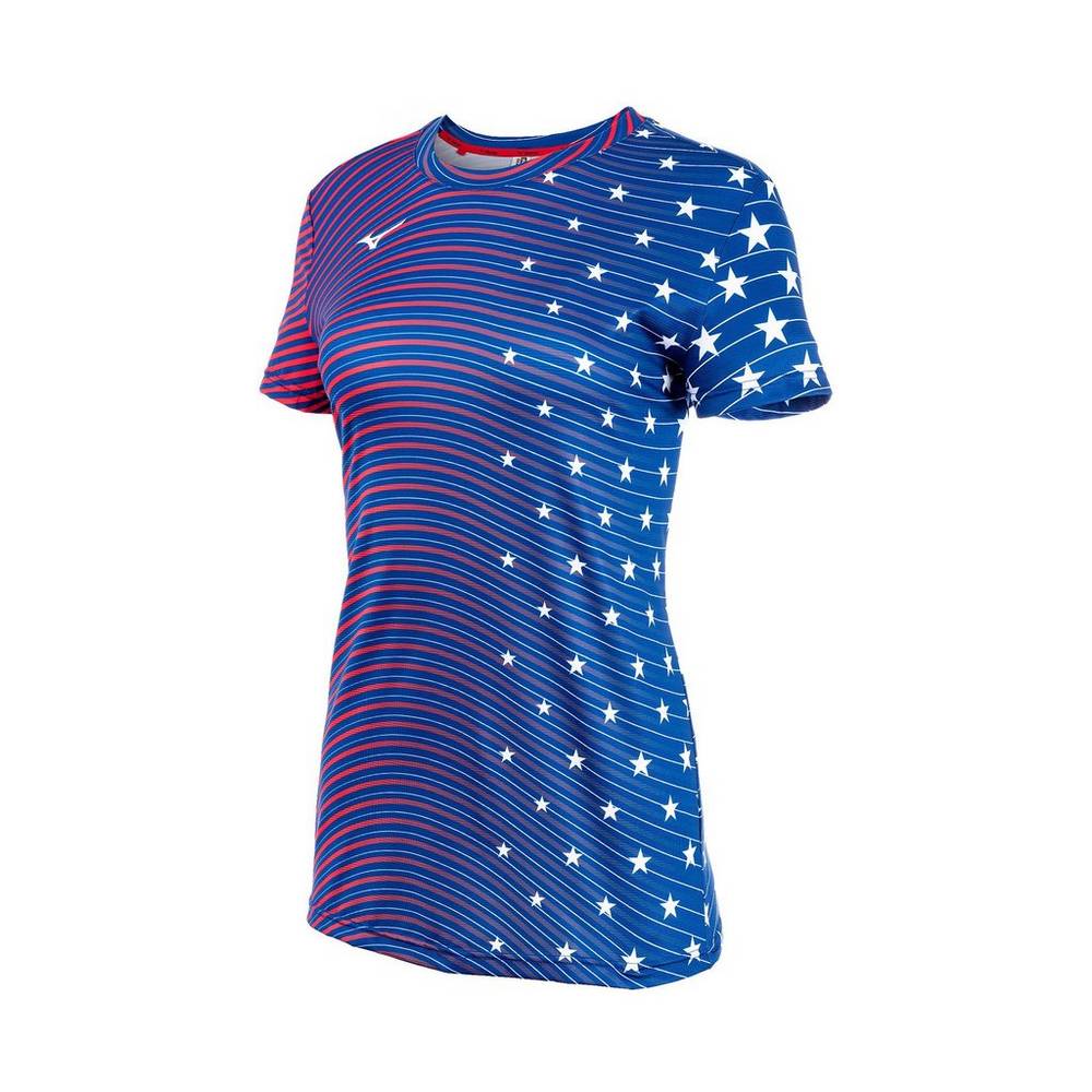 Camisetas Mizuno Printable Short Sleeve Mujer Azul Marino Outlet HJOB-93876